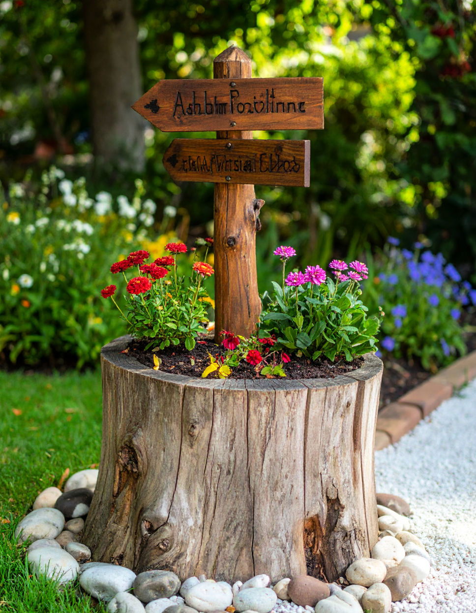 Make a Tree Stump Garden Sign Tree Stump Decorating Ideas