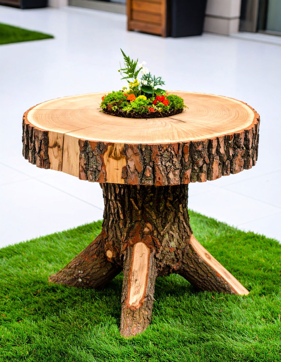 Make a Tree Stump Table Base Tree Stump Decorating Ideas
