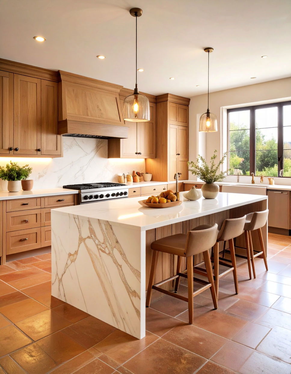 Marble Countertops for Elegance Tuscan Kitchen Design Ideas