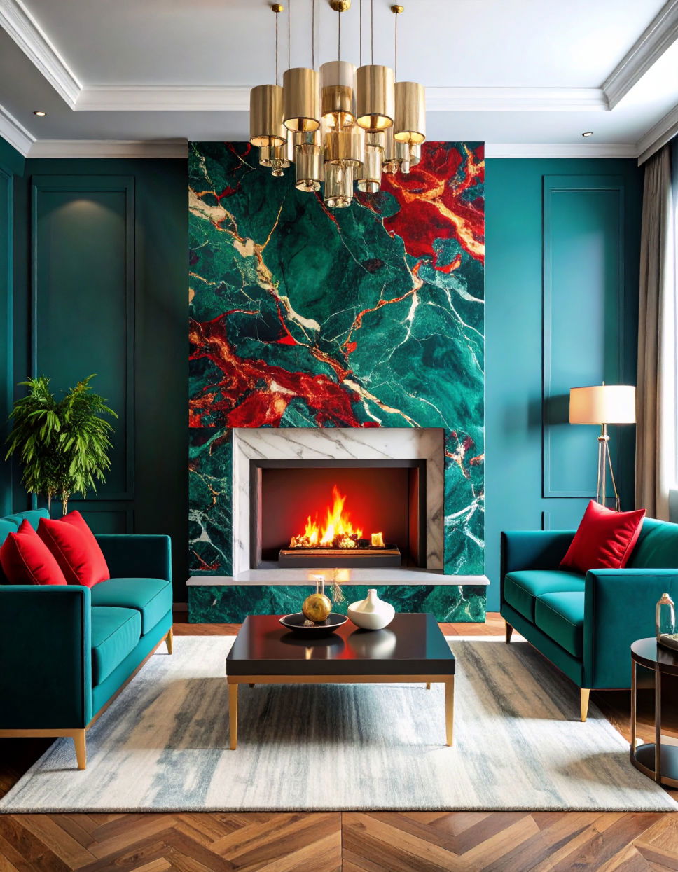 Marble Fireplace in a Bold Color