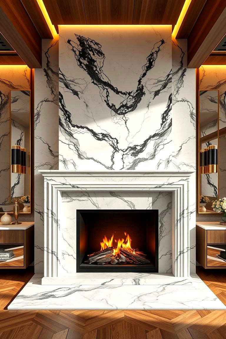 Marble Fireplace - 25 Cabin Fireplace Ideas