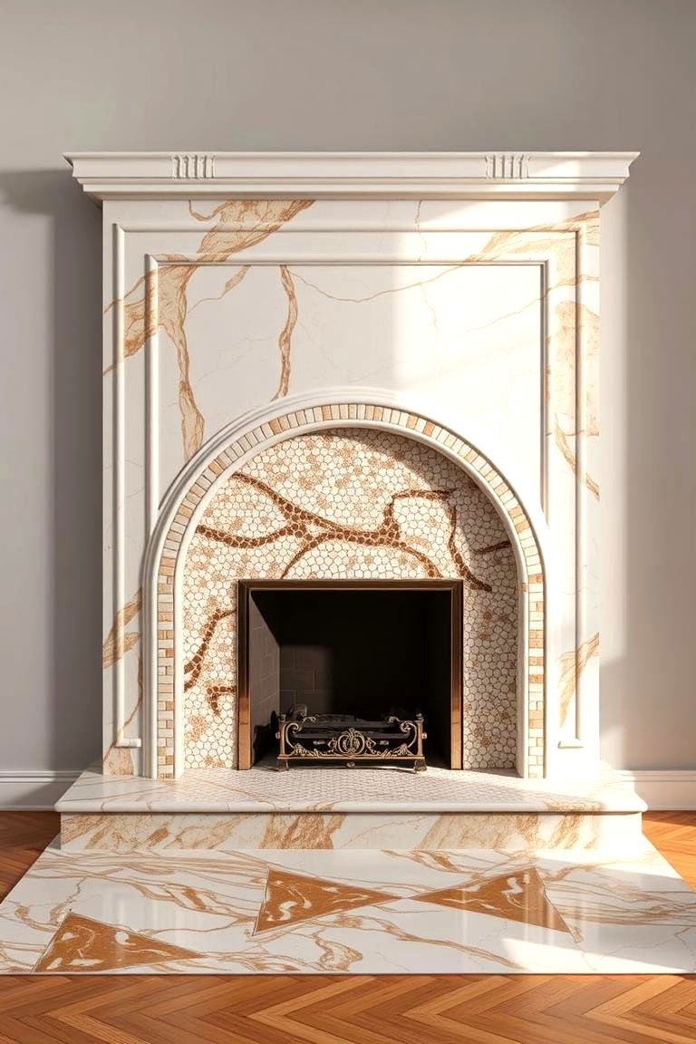Marble Mosaic Tiles for Artistic Expression - 25 Fireplace Tile Ideas