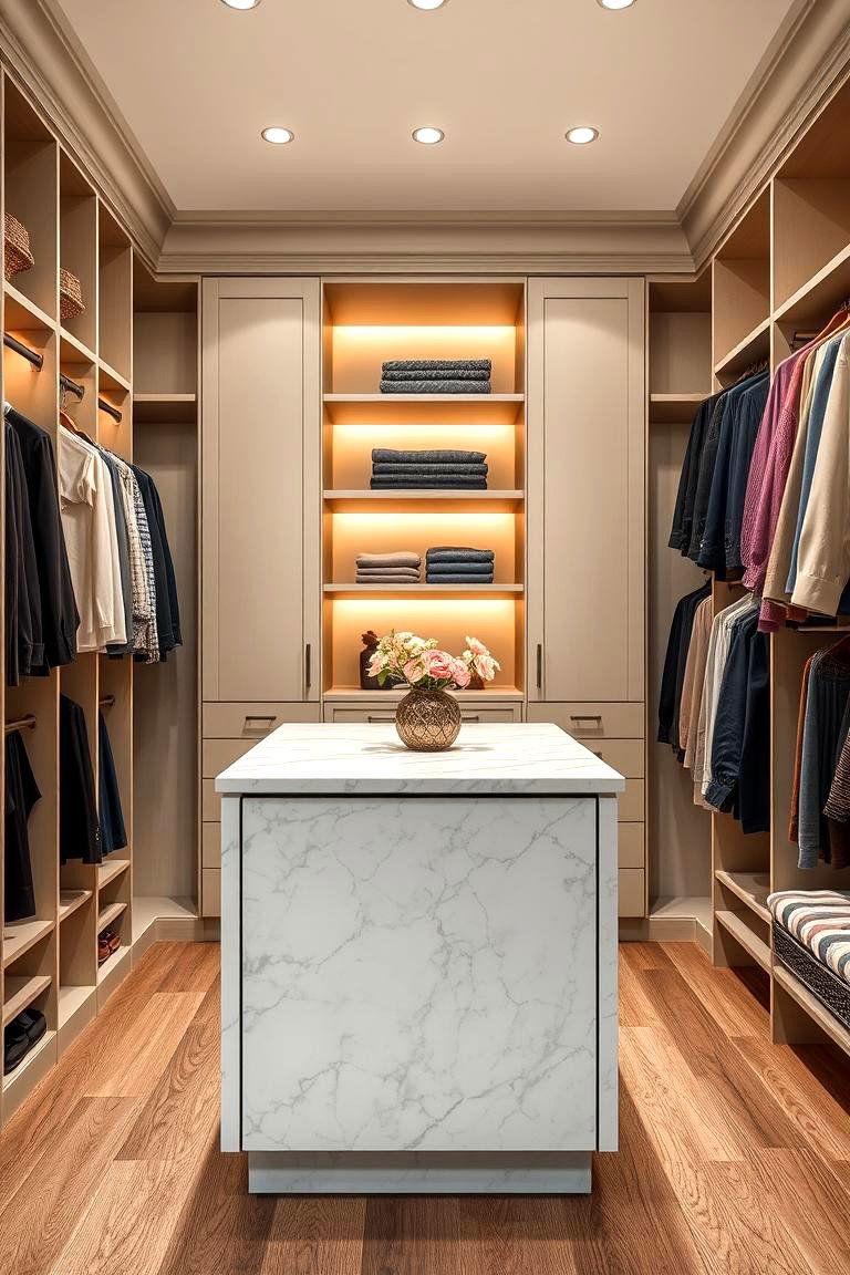 Marble Top Closet Island for a Luxurious Touch - 25 Closet Island Ideas
