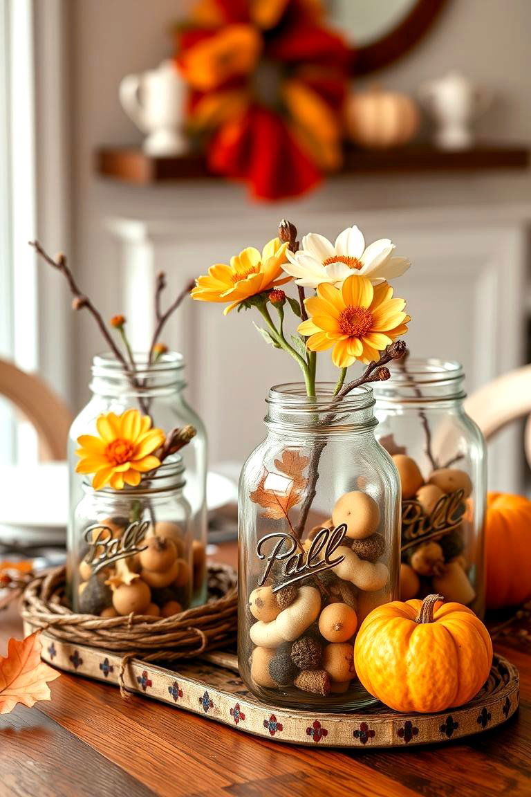 Mason Jar Fall Decor - 25 Fall Table Decor Ideas