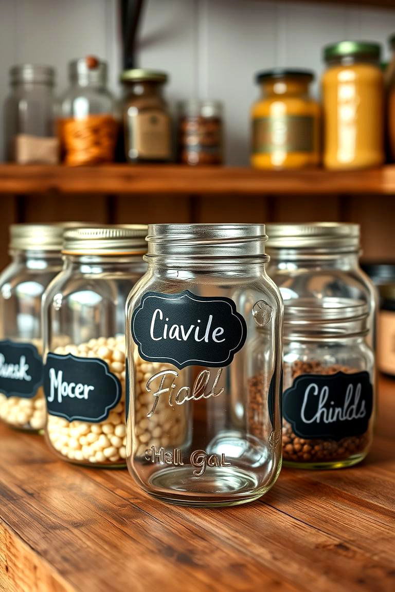 Mason Jars with Chalkboard Labels - 25 Mason Jar Centerpiece Ideas