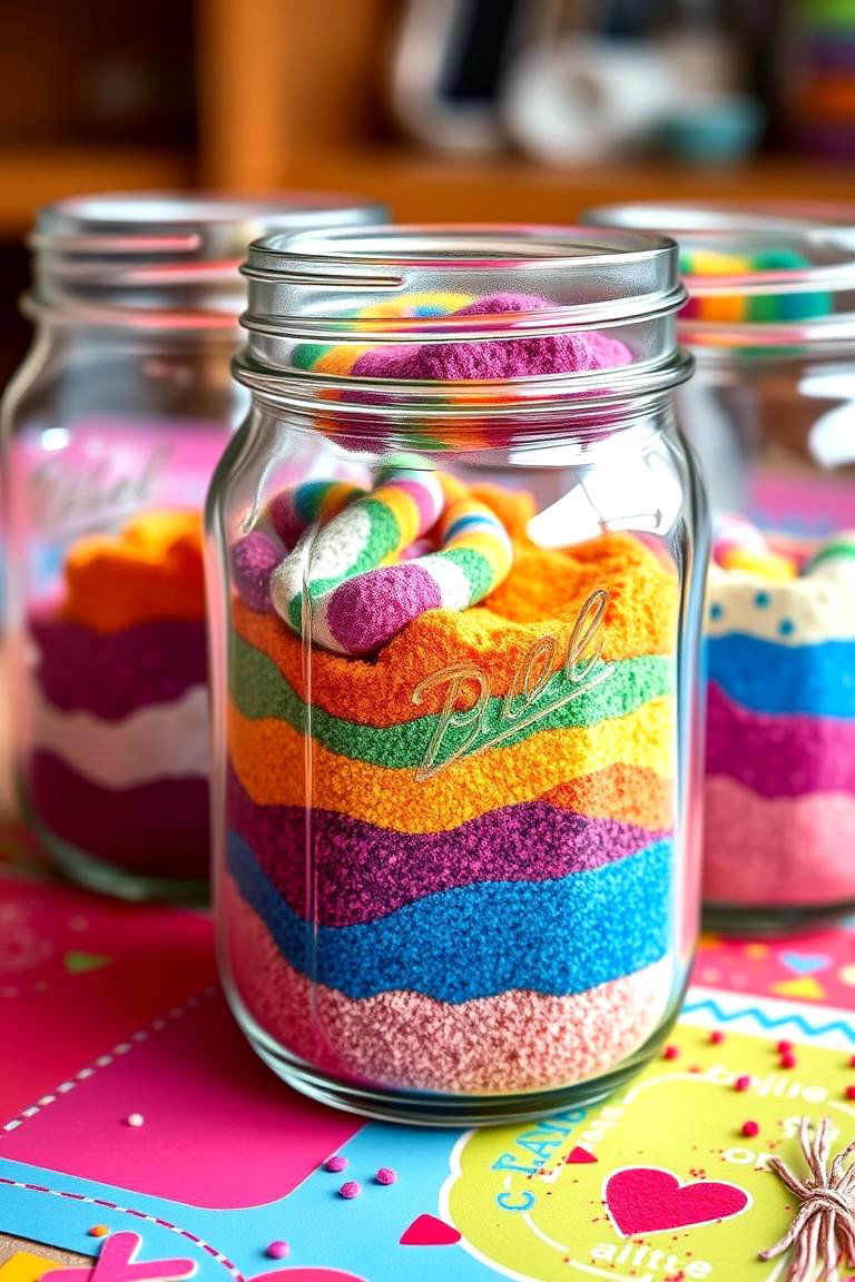 Mason Jars with Decorative Sand Art - 25 Mason Jar Centerpiece Ideas
