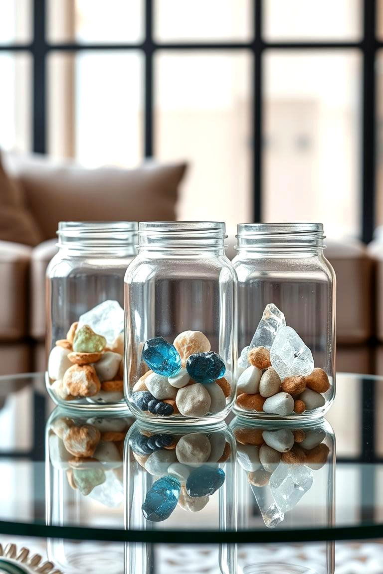 Mason Jars with Gemstone Fillers - 25 Mason Jar Centerpiece Ideas