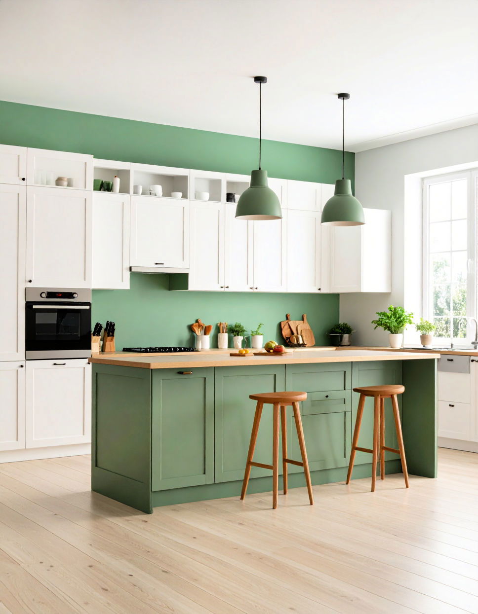 Matte Forest Green Kitchen Walls