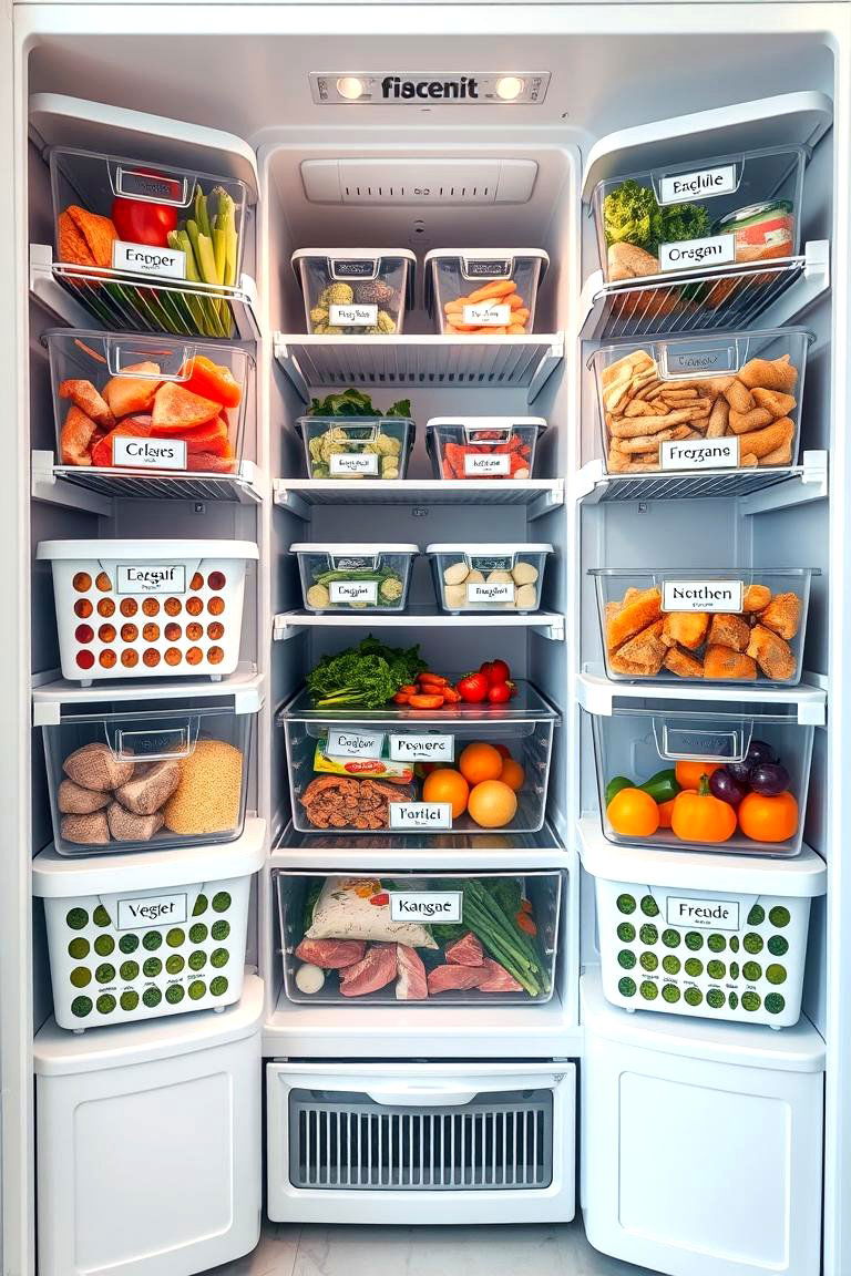 Maximize Freezer Space with Bins and Baskets - 25 Fridge Organization Ideas