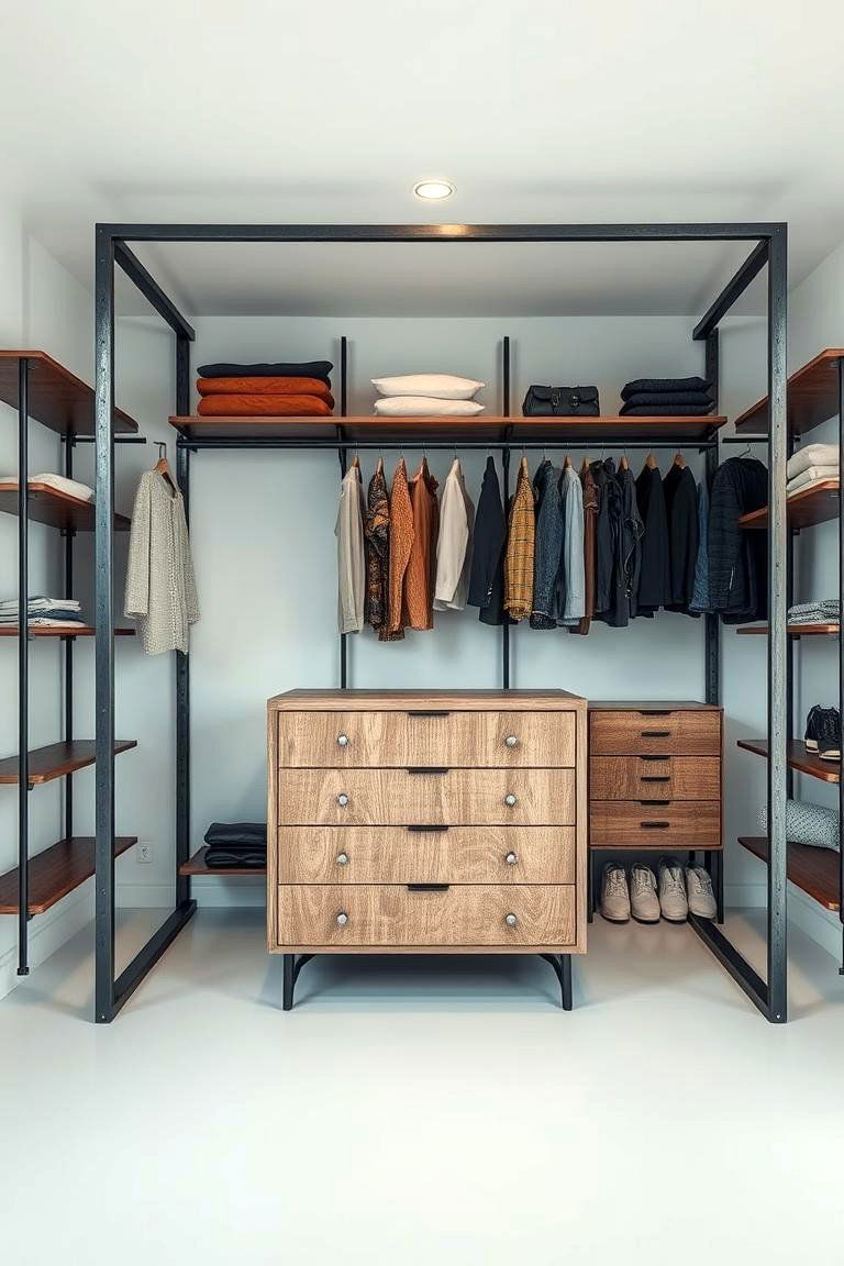 Metal Frame Closet Island for an Industrial Look - 25 Closet Island Ideas