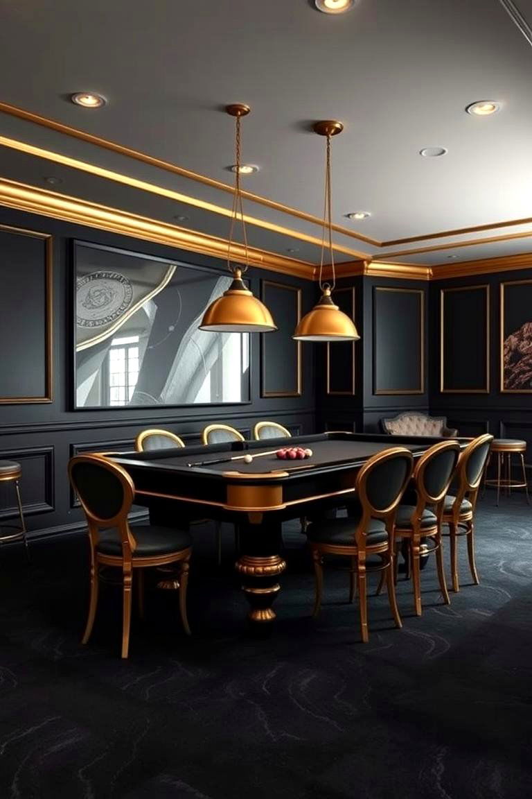 Metallic Gold for a Touch of Luxury - 25 Game Room Paint Ideas