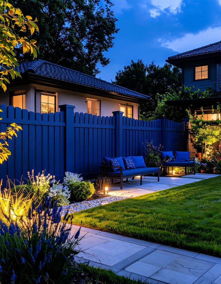 Midnight Blue for a Dramatic Regal Feel Vinyl Fence Colors