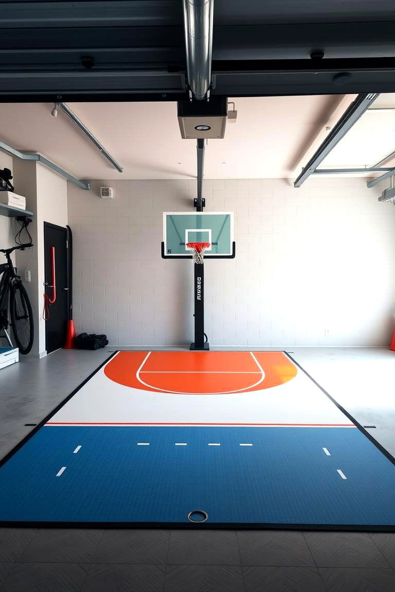 Mini Basketball Court - 25 Garage Game Room Ideas