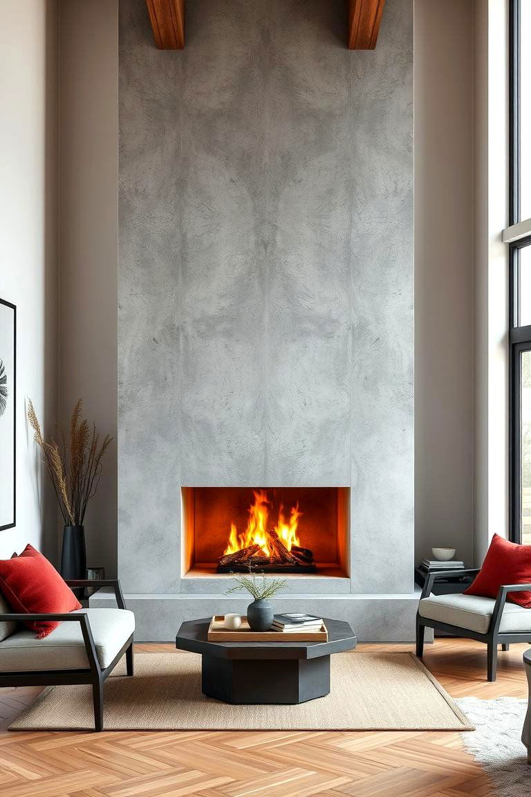 Minimalist Concrete Corner Fireplace - 25 Corner Fireplace Ideas