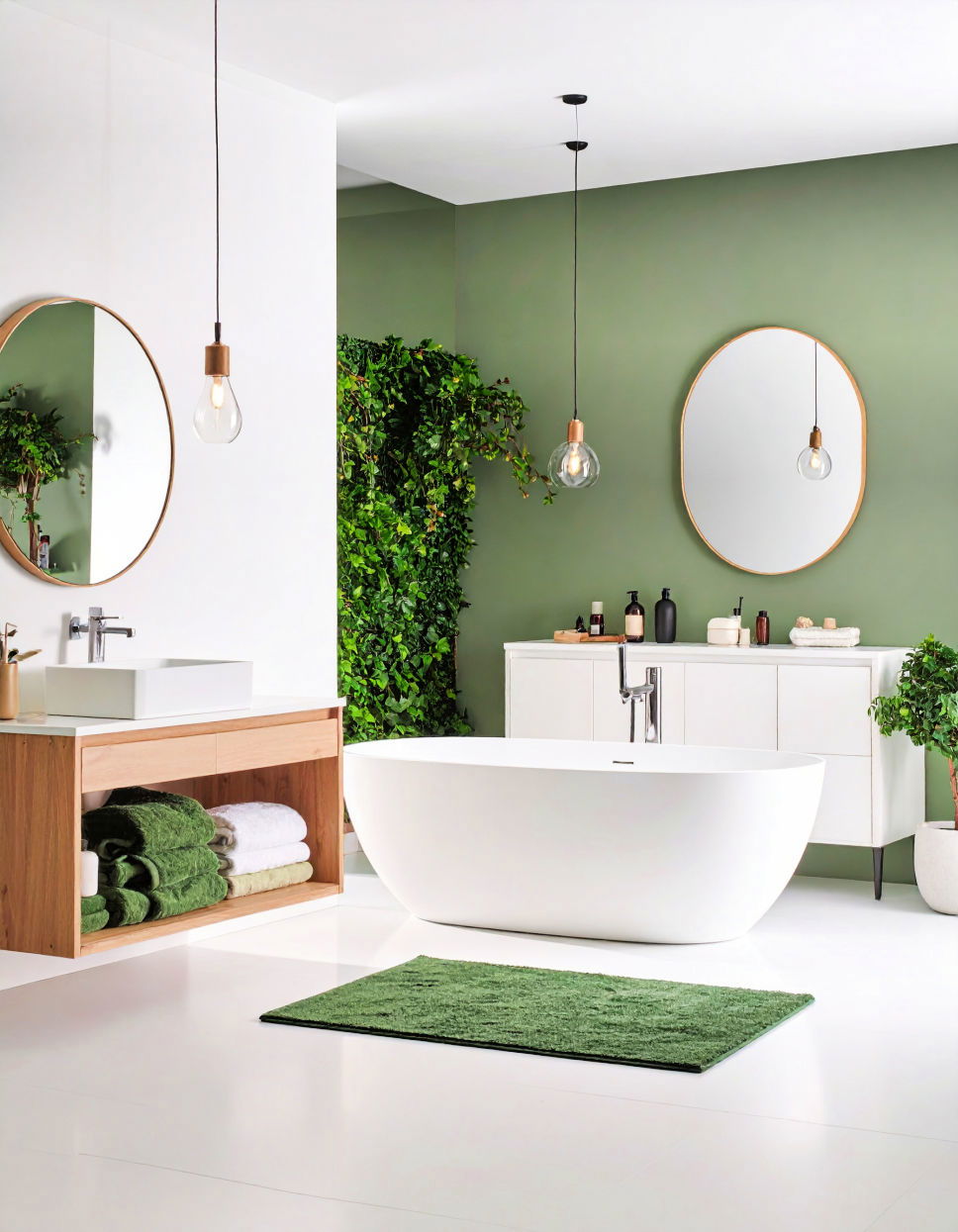Minimalist Forest Green Bathroom