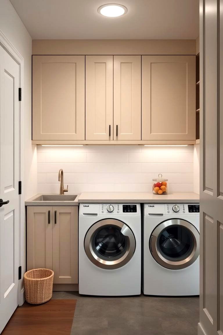 Minimalist Stackable Laundry Room Design - 25 Stackable Laundry Room Ideas