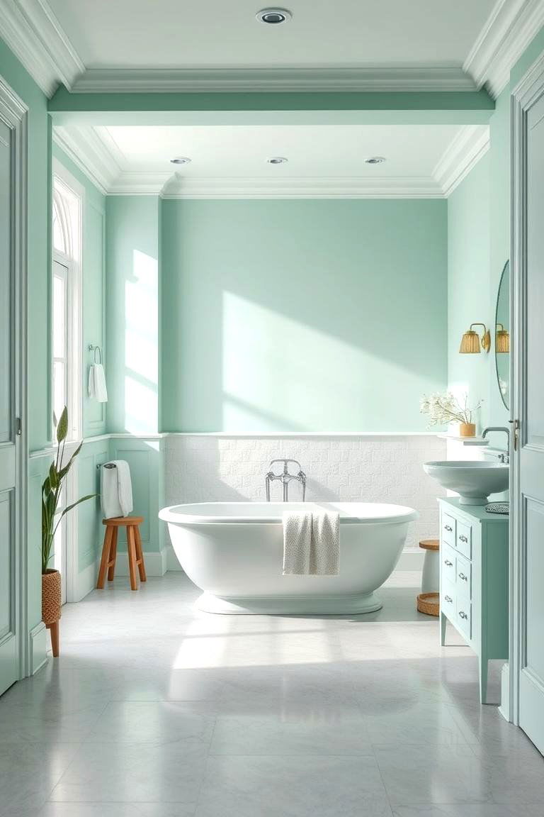 Mint Green Walls with Light Grey Floors - 25 Floor and Wall Color Ideas