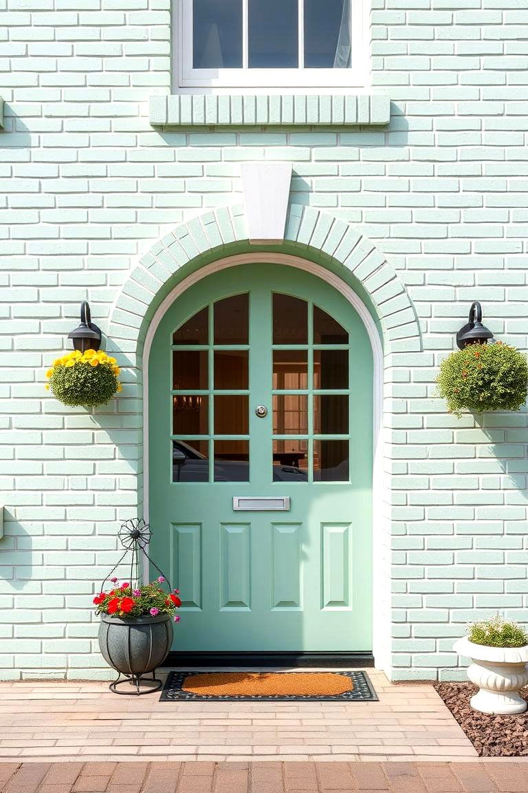Mint Green for a Fresh Inviting Appeal - 25 Green Brick Exterior Home Ideas