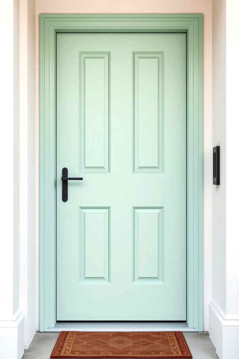 Mint Green with Black Hardware for a Bold Contrast - 25 Green Front Door Ideas