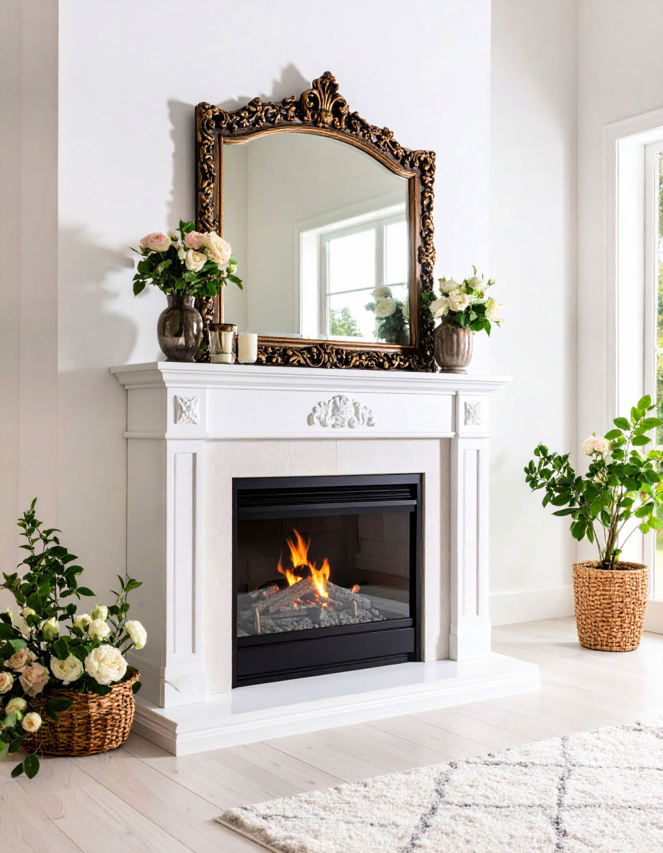 Mirror Framed Fireplace Idea