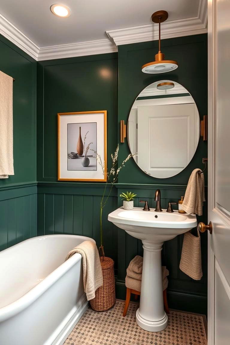 Mix Forest Green with Neutral Tones for Balance - 25 Forest Green Bathroom Ideas