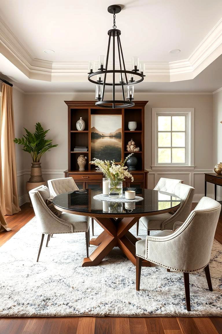 Mix Textures for a Layered Look - 25 Transitional Dining Room Ideas
