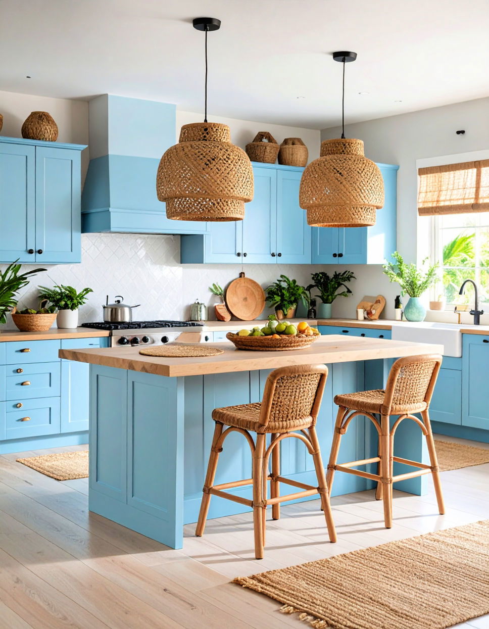 Mix Textures with Wicker and Rattan Tropical Kitchen Ideas
