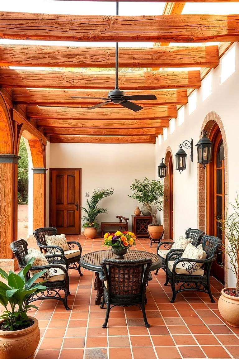 Mix in Natural Wood Elements - 25 spanish style patio ideas