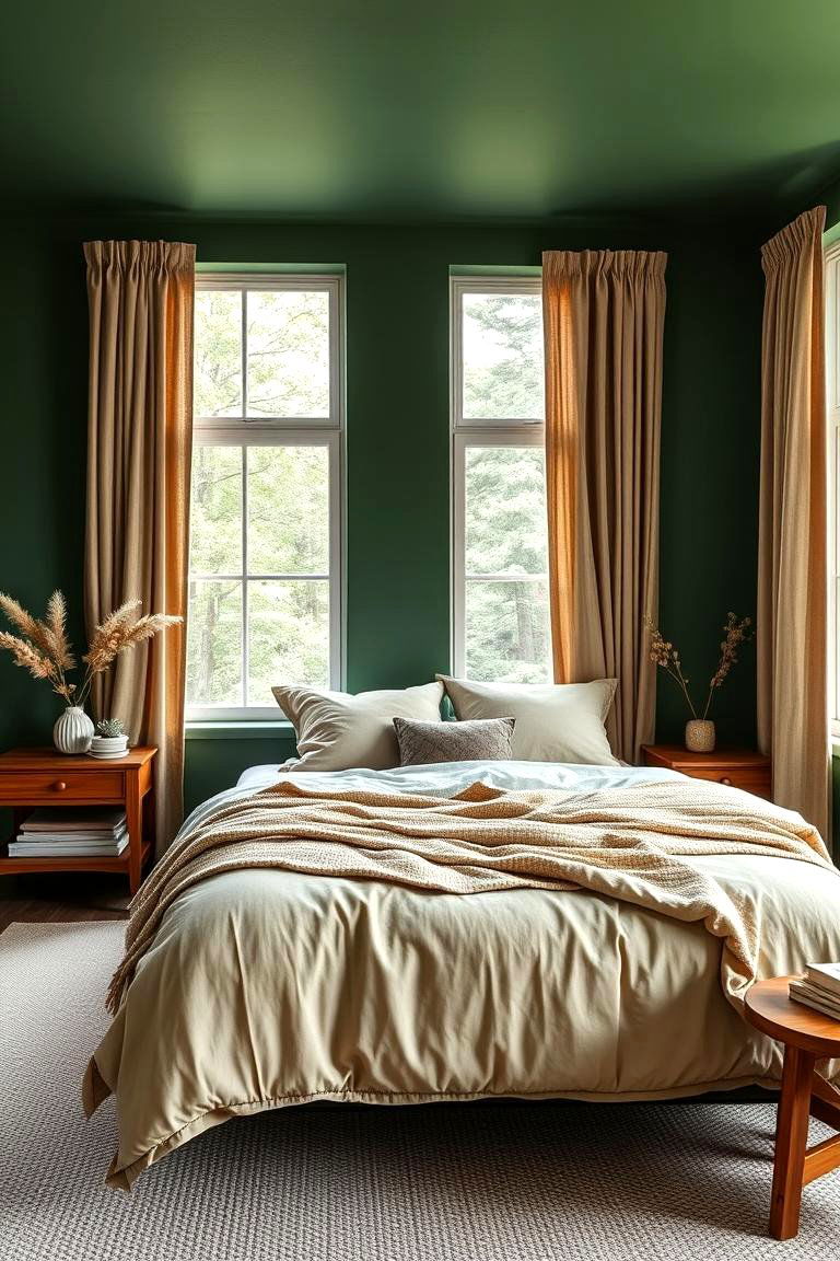 Mix with Muted Earth Tones for a Natural Feel - 25 Forest Green Bedroom Ideas