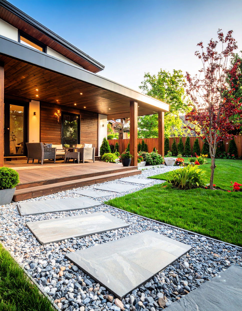Mixed Flagstone and Gravel Patio Idea