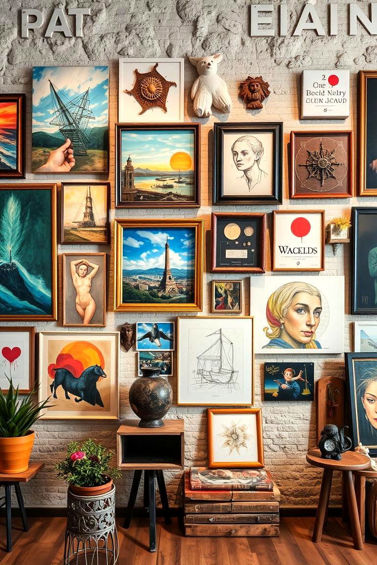 Mixed Media Art Gallery Wall - 25 Gallery Wall Ideas