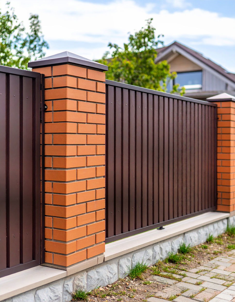 Modern Brick Fence with Sleek Lines