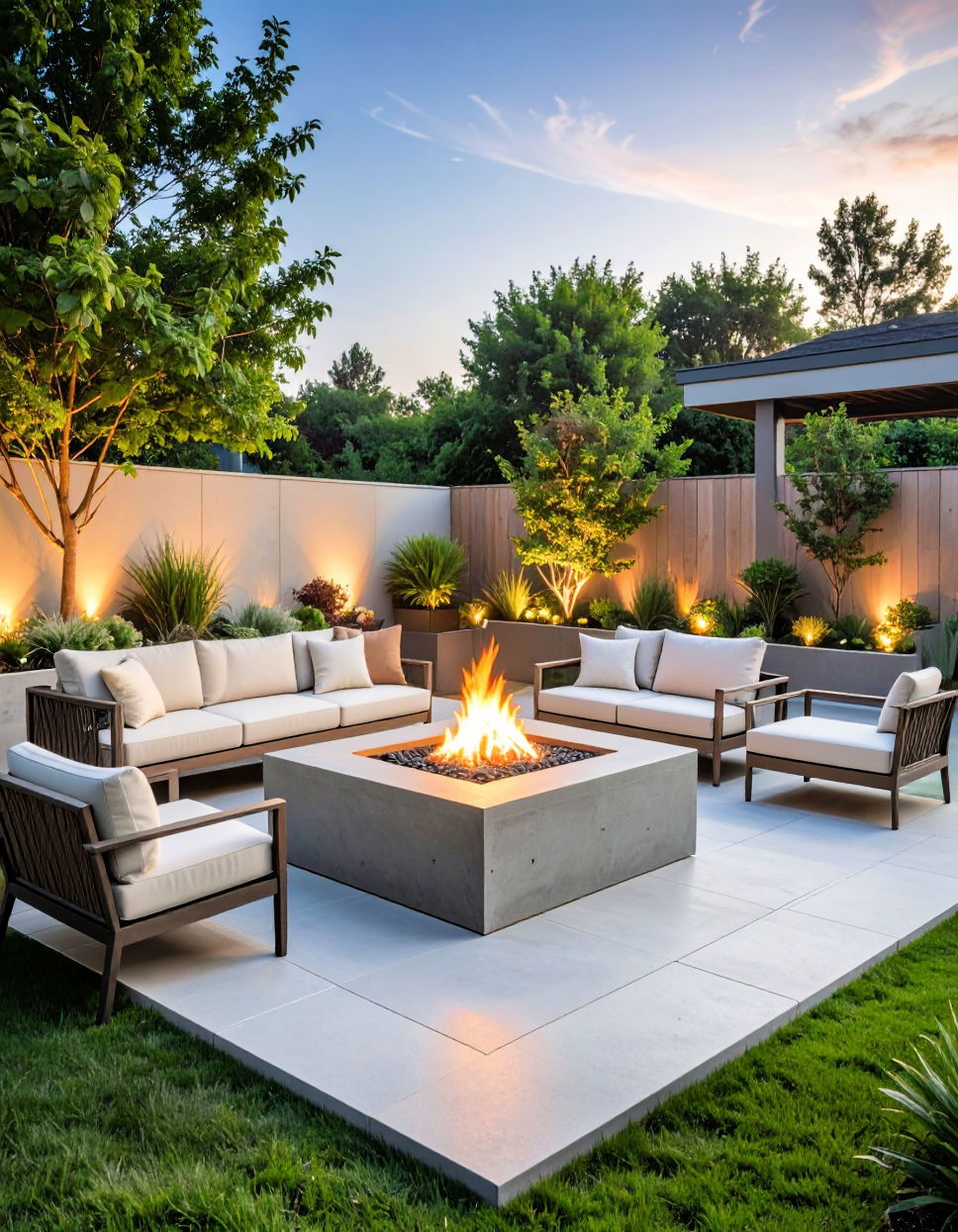 Modern Concrete Square Fire Pit