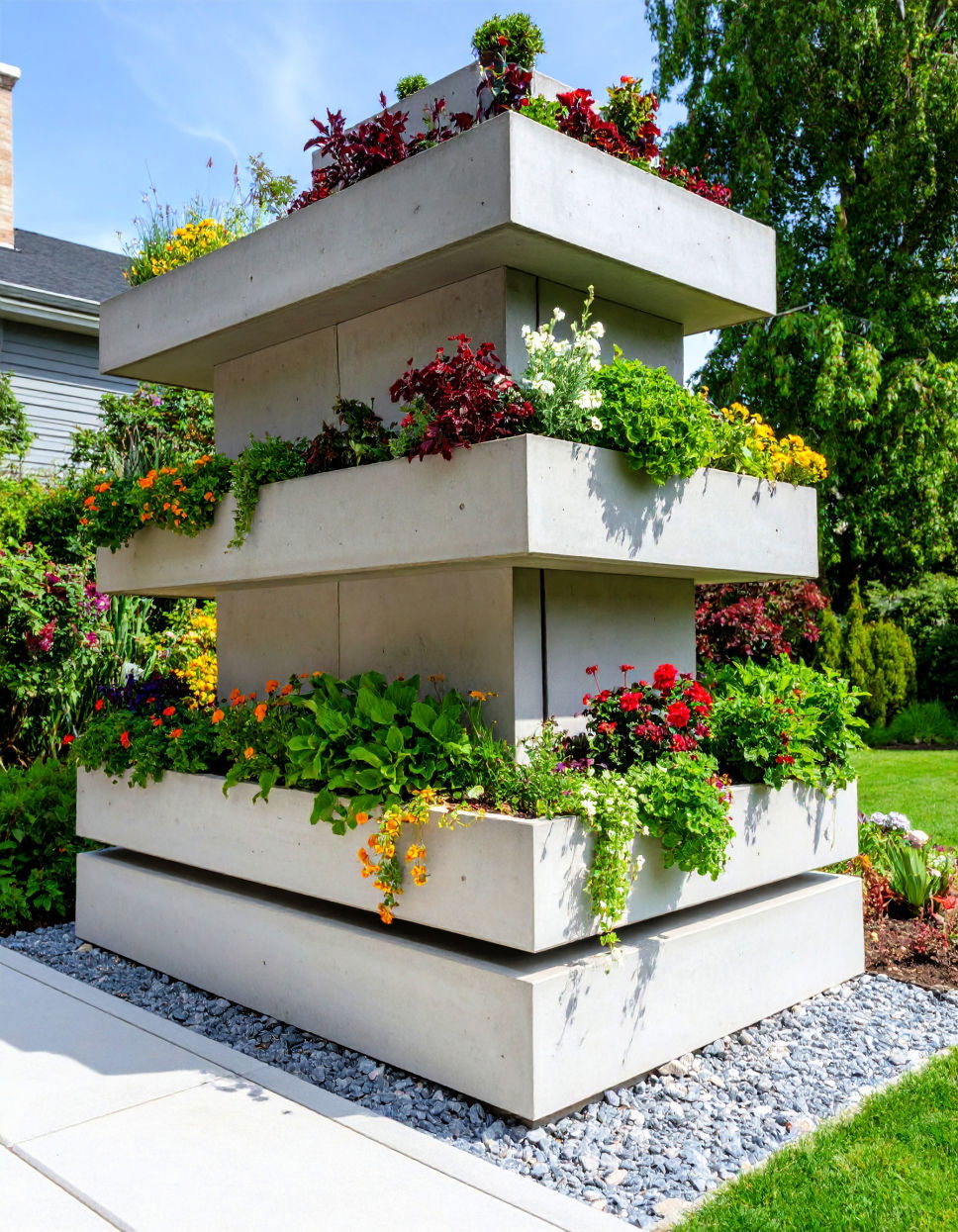 Modern Concrete Tiered Garden Tiered Garden Ideas