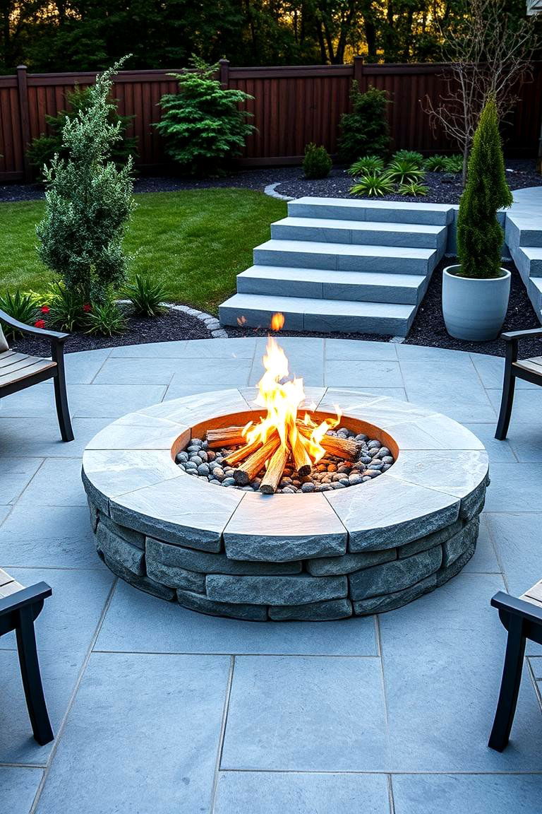 Modern Flagstone Fire Pit with Clean Lines - 25 Flagstone Fire Pit Ideas