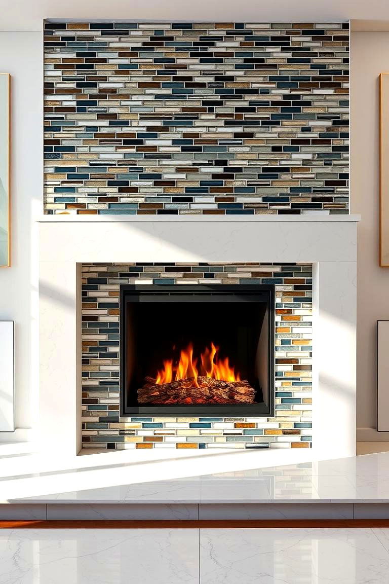 Modern Glass Tiles for a Sleek Finish - 25 Fireplace Tile Ideas