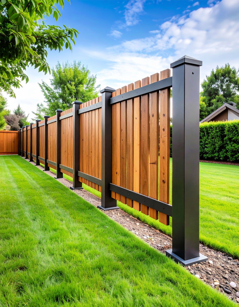 Modern Metal Accented Split Rail Fence