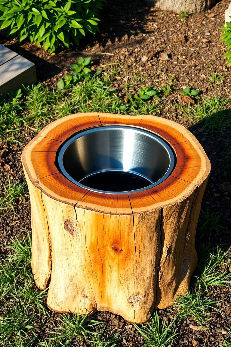 Modern Metal Insert within Stump - 25 Tree Stump Fire Pit Ideas