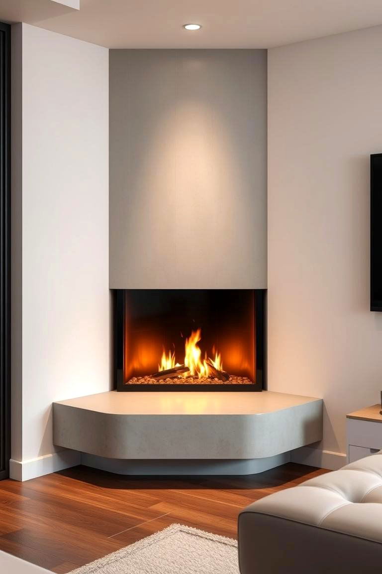 Modern Minimalist Corner Fireplace - 25 Corner Fireplace Ideas