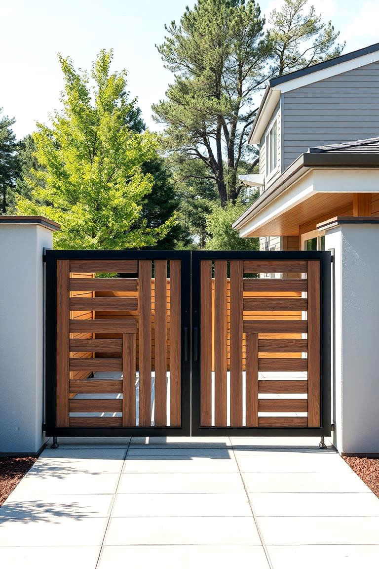 Modern Minimalist Gate with Clean Lines - 25 Deck Gate Ideas