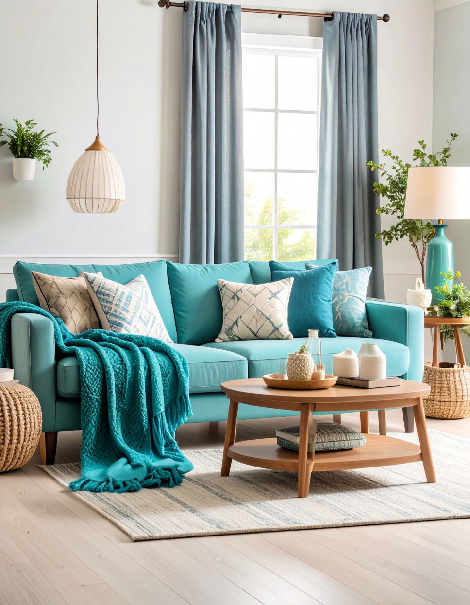 Modern Minimalist with Turquoise Details Turquoise Living Room Ideas