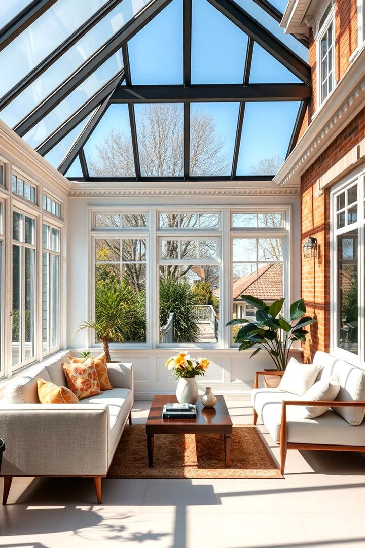 Modern Victorian Sunroom with Minimalist Furniture - 25 Victorian Sunroom Ideas