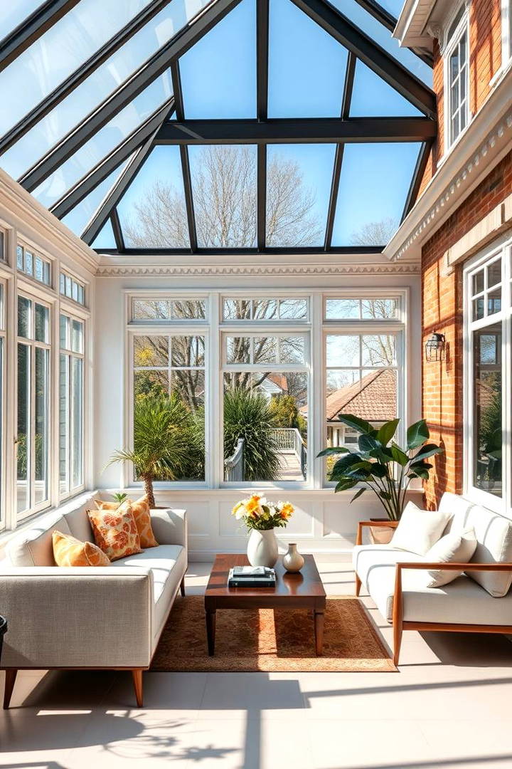Modern Victorian Sunroom with Minimalist Furniture - 25 Victorian Sunroom Ideas