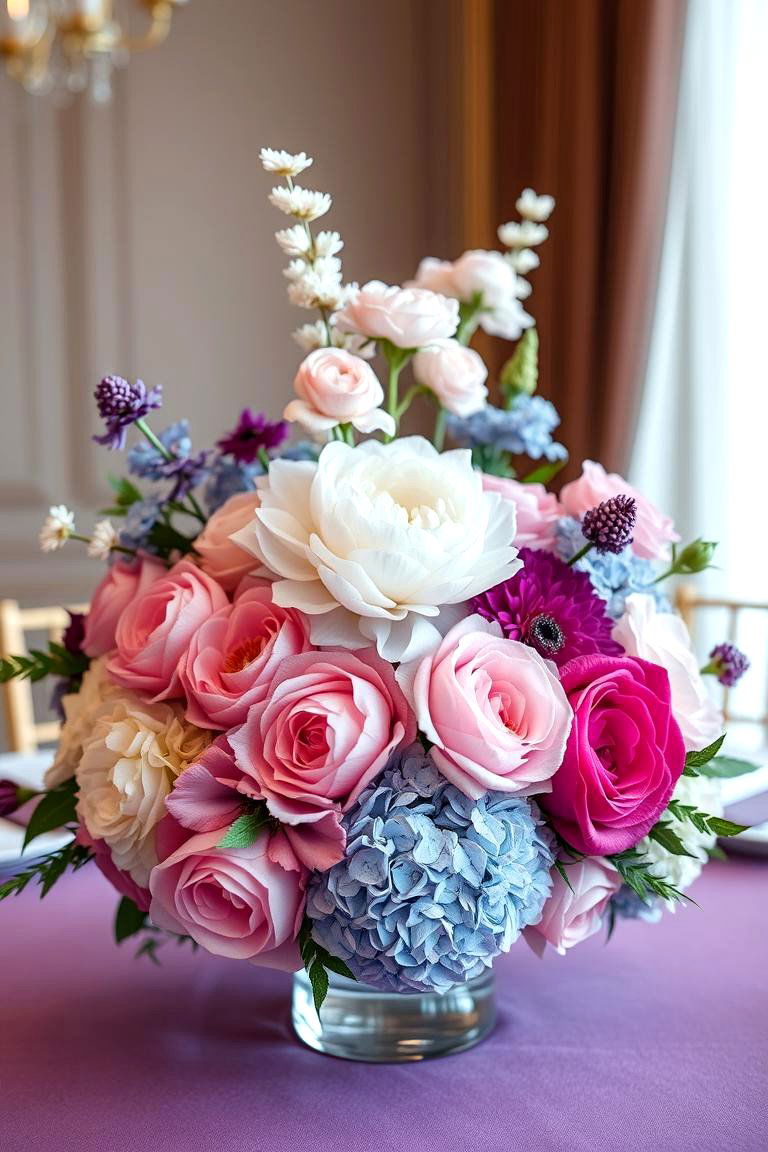 Monochromatic Flower Arrangement - 25 Flower Centerpiece Ideas