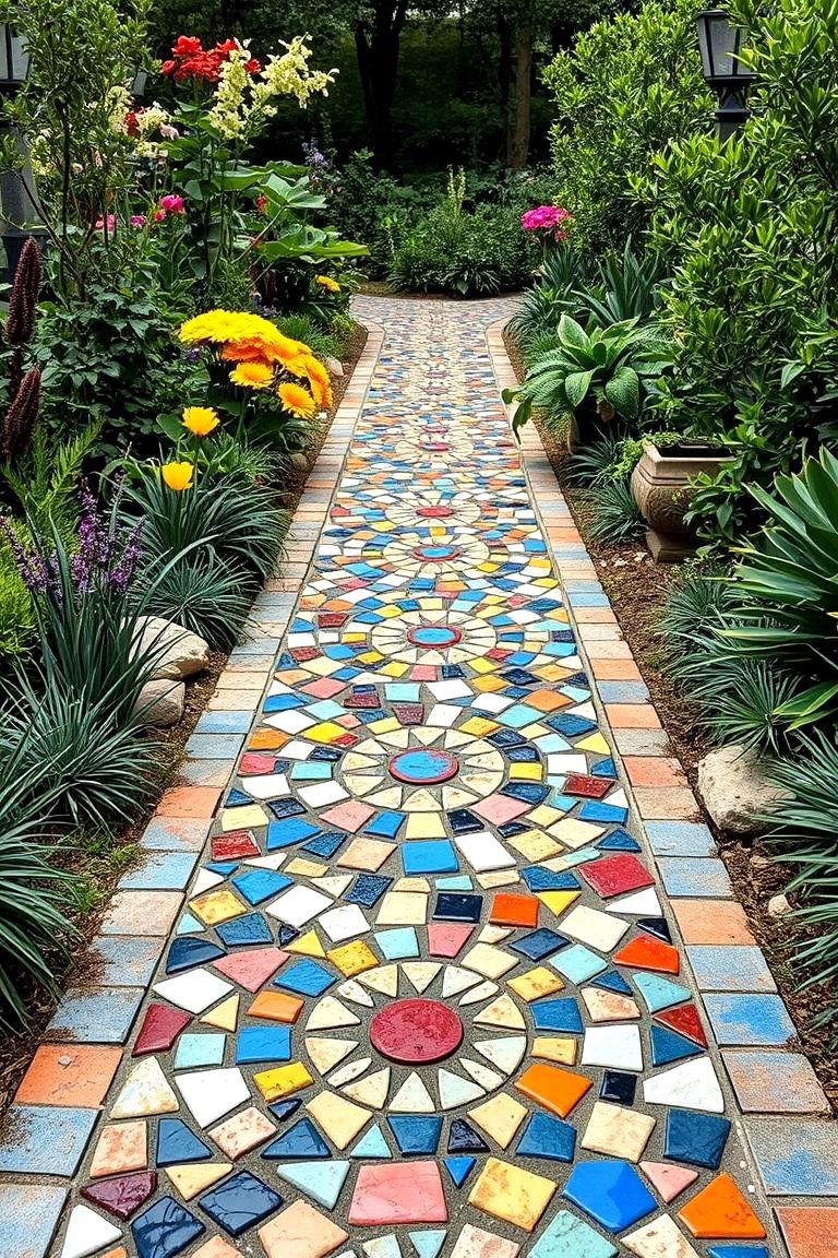 Mosaic Walkways for Artistic Appeal - 25 Front Walkway Ideas