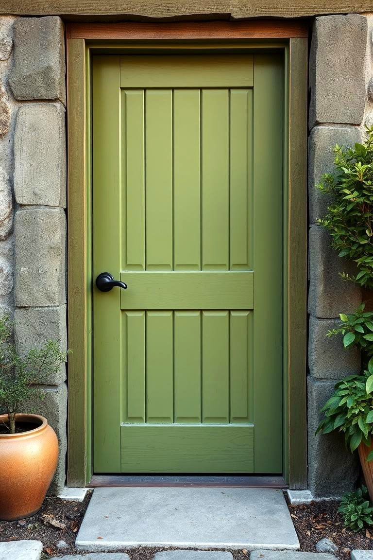 Moss Green for a Rustic Organic Touch - 25 Green Front Door Ideas