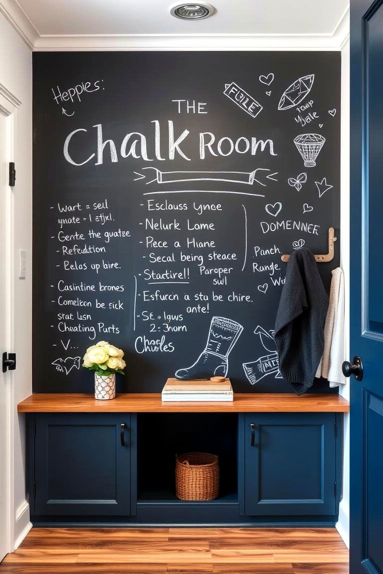 Mudroom with a Chalkboard Wall - 25 Farmhouse Mudroom Ideas