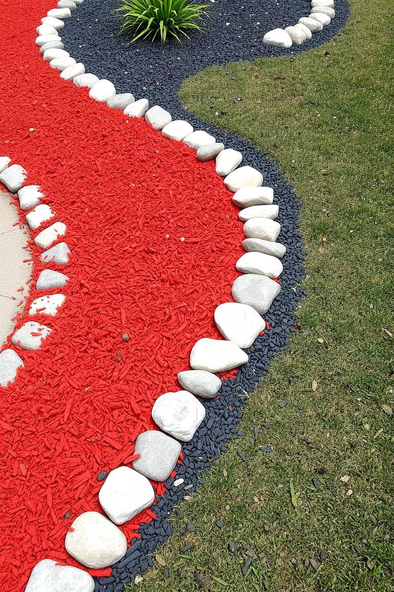 Mulch Beds with Decorative Rocks for Edging - 25 Front Yard Landscaping Ideas With Rocks and Mulch