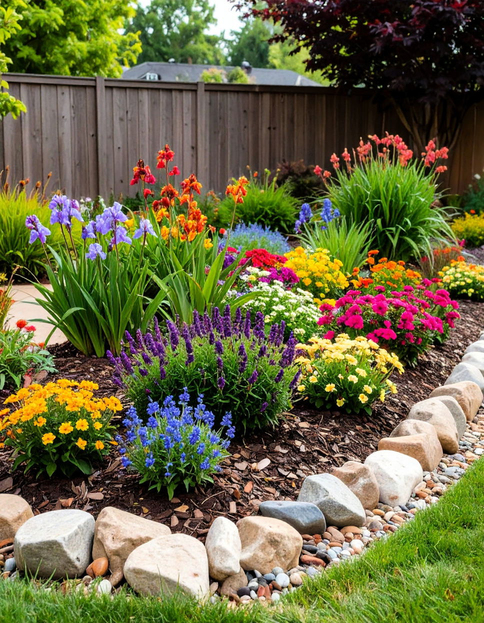 Mulch and Rock Flower Bed Design