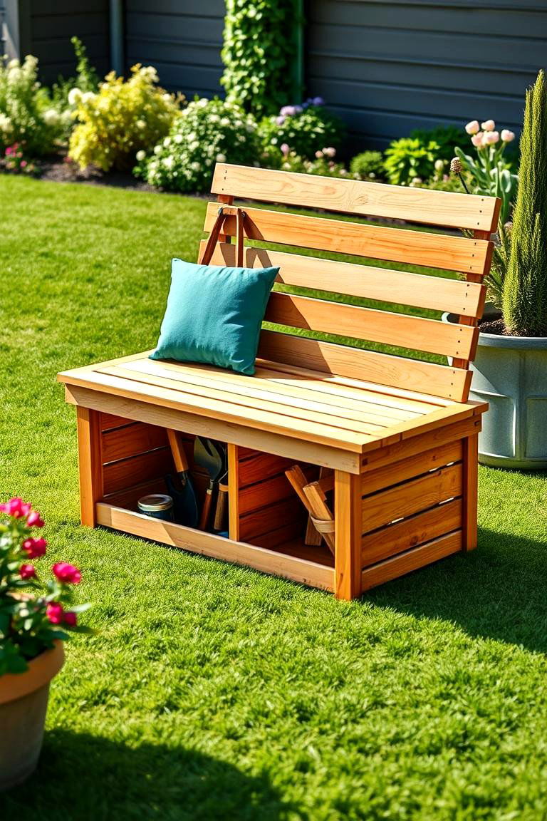 Multi Functional Garden Bench with Storage - 25 Garden Bench Ideas